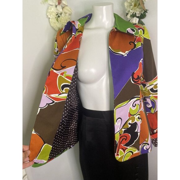 VTG Dana Buchman Size 4 Blazer Jacket Multi Color Abstract Pattern Lined USA EUC - Picture 15 of 16